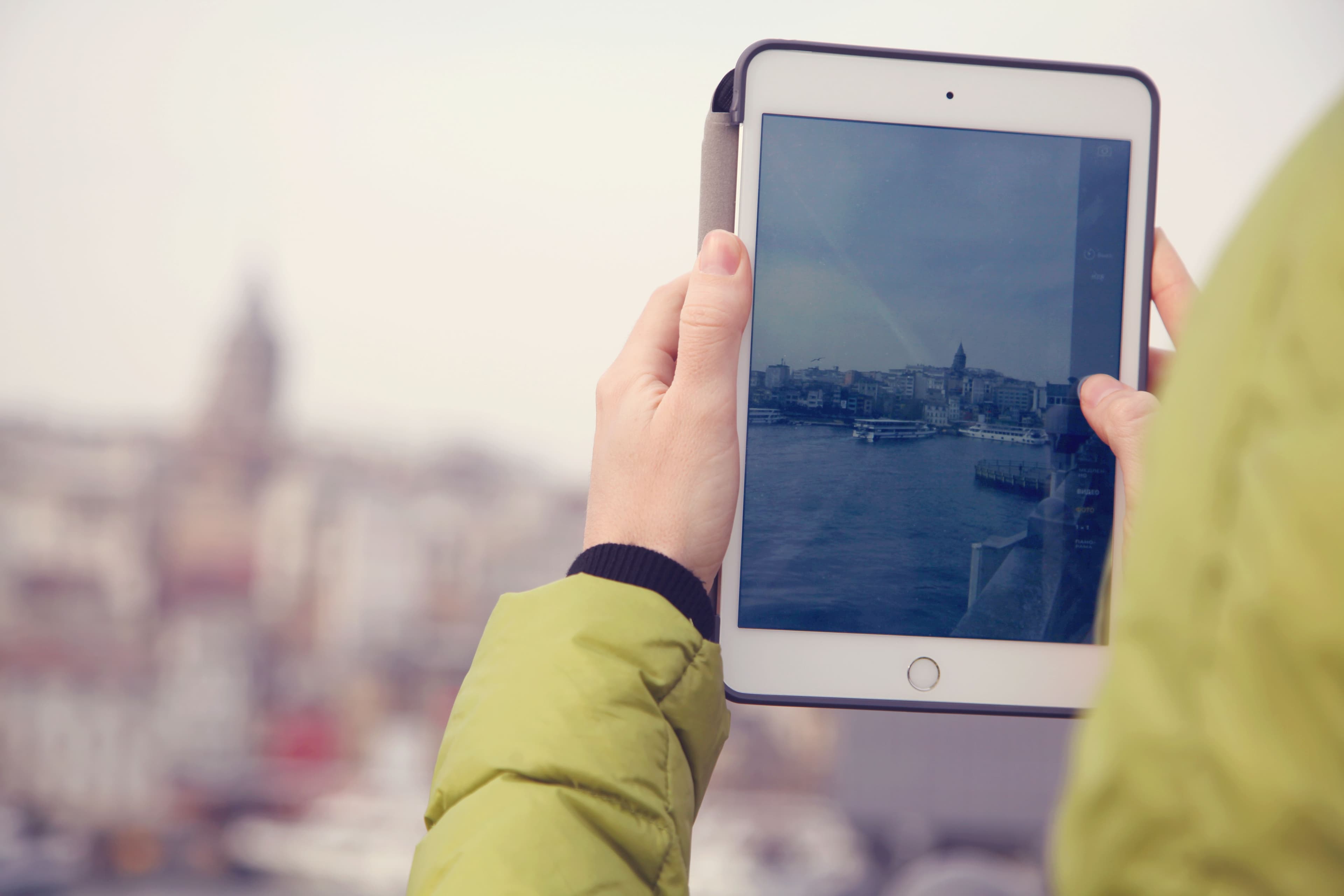 An iPad Mini held up to take a photo