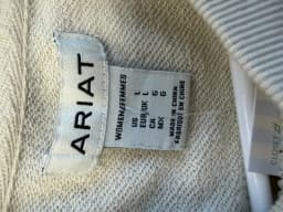 Ariat Real Collegiate Logo Crewneck Sweatshirt Oatmeal Beige Fleece Women's Large photo 4