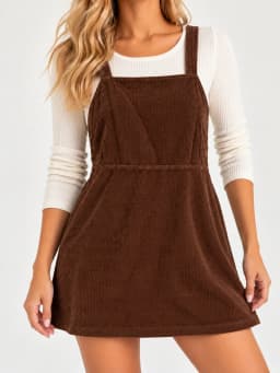 American Eagle Brown Corduroy Pinafore Overall Dress Apron Jumper Women’s Size Medium photo 1