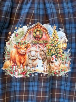 Upcycled "Sleigh Bells & Barn Smells" Festive Farm Plaid Flannel Shirt photo 1