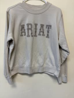 Ariat Real Collegiate Logo Crewneck Sweatshirt Oatmeal Beige Fleece Women's Large photo 2
