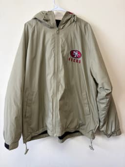 Foto 2 de Vintage 90s Pro Player San Francisco 49ers Hooded Jacket Khaki Beige Men's XL