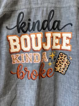 Upcycled Old Navy "Kinda Boujee Kinda Broke" Chambray Shirt – Women's Size XXL photo 2