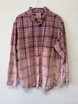 Upcycled Bleach Dipped Plaid Flannel Shirt Fall Leopard Pumpkin Graphic Women's XL photo 3
