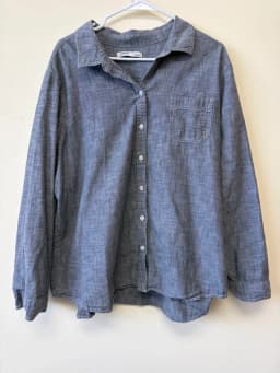 Upcycled Old Navy "Kinda Boujee Kinda Broke" Chambray Shirt – Women's Size XXL photo 3
