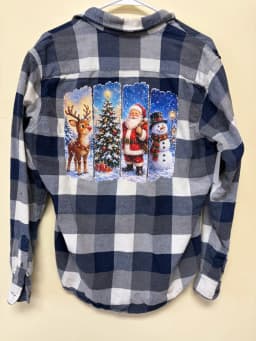 Upcycled Christmas Classics Buffalo Plaid Flannel Shirt – Men's Size Medium photo 2