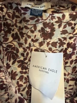 American Eagle Floral Corset Style Blouse Bell Sleeve Peplum Top Women’s Size XL photo 4