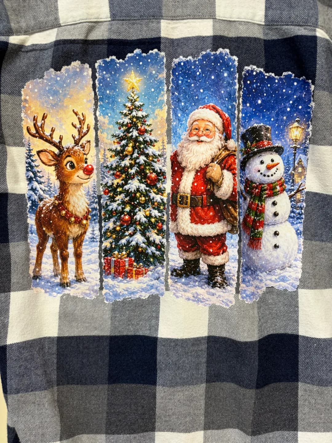 Upcycled Christmas Classics Buffalo Plaid Flannel Shirt – Men's Size Medium