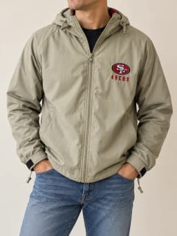 Foto 1 de Vintage 90s Pro Player San Francisco 49ers Hooded Jacket Khaki Beige Men's XL
