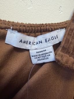 American Eagle Brown Corduroy Pinafore Overall Dress Apron Jumper Women’s Size Medium photo 4