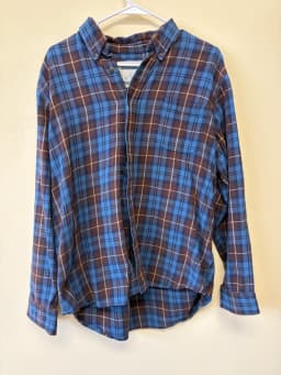 Upcycled "Sleigh Bells & Barn Smells" Festive Farm Plaid Flannel Shirt photo 3