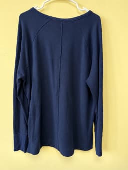 Athleta Coaster Luxe Recover Sweatshirt Navy Blue Size Large L Thumbhole Pullover photo 3