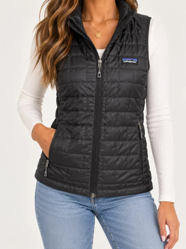 Patagonia Women's Nano Puff Vest Black Insulated Puffer Layering Gilet Size Large